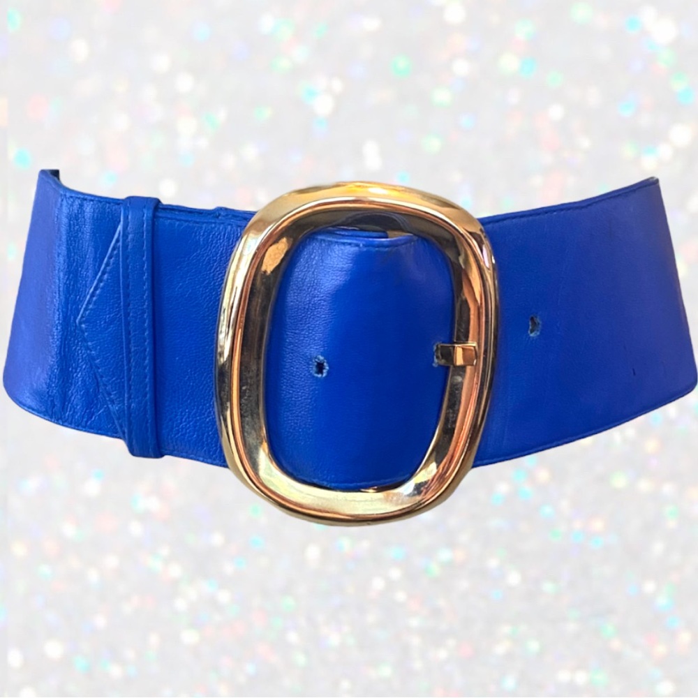 Vintage Royal Blue Leather Belt